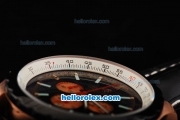 Breitling Chrono-Matic Chronograph Quartz Movement PVD Bezel with Black Dial and RG Case/Subdials-Black Leather Strap