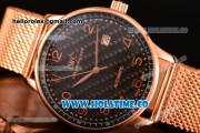 IWC Portugieser Asia 2813 Automatic Full Rose Gold with Black Carbon Fiber Dial and Rose Gold Arabic Numeral Markers