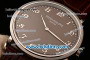 Patek Philippe Calatrava Miyota OS2035 Quartz Steel Case with Arabic Numeral Markers and Brown Dial