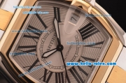 Cartier Roadster Swiss ETA 2892 Two Tone Case/Strap with Silver Dial