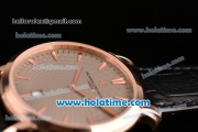 Vacheron Constantin Malte Miyota Quartz Rose Gold Case with Black Leather Bracelet Grey Dial and Stick Markers