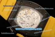 Richard Mille Felipe Massa Flyback Chrono Swiss Valjoux 7750 Automatic PVD Case with Yellow Markers Skeleton Dial and Yellow Rubber Strap