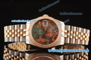 Rolex Datejust Swiss ETA 2836 Automatic Full Steel Case with Rose Gold/Diamond Bezel and Green MOP Dial-Two Tone Strap