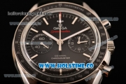 Omega Speedmaster Moonwatch Co-Axial Chronograph Clone Omega 9300 Automatic Steel Case wtih Black Dial White Stick Markers and Black Leather Strap (EF)