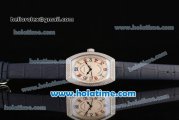 Franck Muller Chronometro Miyota Quartz Steel Case with Diamond Bezel Blue Leather Bracelet and Colorful Numeral Markers