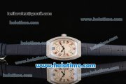 Franck Muller Chronometro Miyota Quartz Steel Case with Diamond Bezel Blue Leather Bracelet and Colorful Numeral Markers