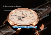 BlancPain Villeret Miyota 9015 Automatic Rose Gold Case with White Dial Arabic and Black Leather Strap (EF)