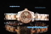 Rolex Datejust Oyster Perpetual Automatic Movement Silver Dial with Diamond Rose Gold Bezel and Two Tone Strap-Lady Model