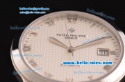 Patek Philippe Calatrava Swiss ETA 2824 Automatic Steel Case with Black Leather Strap White Dial