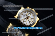 Rolex Daytona Chrono Clone Rolex 4130 Automatic Yellow Gold Case with White Dial Ceramic Bezel and Black Rubber Strap (EF)