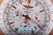 Breitling for Bentley Motors Working Chronograph Quartz Movement Rose Gold Case with White Dial