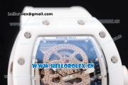 Richard Mille RM052 Miyota 9015 Automatic Rose Gold Case with White Rubber Strap and Skull Dial Dot Markers