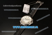 Cartier Ballon Bleu De 9015 Auto Steel Case with White Dial and Black Leather Strap