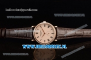 Patek Philippe Calatrava Small Seconds Miyota 9015 Automatic Rose Gold Case with Beige Dial Roman Numberal Markers and Brown Genuine Leather Strap (GF)