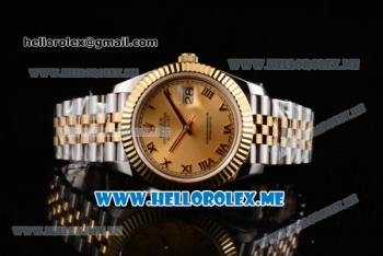 Rolex Datejust II Asia 2813 Automatic Two Tone Case/Bracelet with Yellow Gold Dial and Roman Numeral Markers (BP)