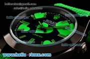 Rolex Milgauss "I lover you" Bamford Editon Green Asia 2813 Automatic PVD Case Green Nylon Strap with Black Dial Green Stick Markers