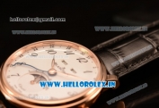 BlancPain Villeret Miyota 9015 Automatic Rose Gold Case with White Dial Arabic and Black Leather Strap (EF)