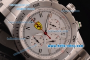 Ferrari Chronograph Miyota OS20 Quartz Full Steel with Silver Markers and White Dial