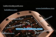 Richard Mille Felipe Massa Flyback Chrono Swiss Valjoux 7750 Automatic Rose Gold Case with Arabic Numeral Markers and Skeleton Dial