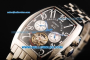 Franck Muller Geneve Tourbillon Automatic Full Steel with Black Dial and White Number Marking