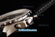 Breitling Bentley Automatic Movement Steel Case with Black Dial and Stick Markers-Black Leather Strap