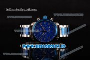 MontBlanc TimeWalker Chrono Miyota Quartz Steel Case with Blue Dial Stick/Numeral Markers and Two Tone Bracelet