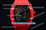 1:1 Richard Mille RM 35-02 RAFAEL NADA Japanese Miyota 9015 Automatic Red PVD Case with Skeleton Dial Red Crown/Rubber Strap