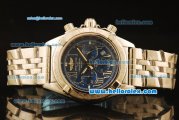 Breitling Chronomat B01 Chronograph Miyota Quartz Full Steel with Blue Dial and Silver Roman Markers