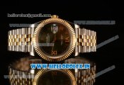 Rolex Datejust 37mm Swiss ETA 2836 Automatic Two Tone with Green Dial and Roman Diamonds Markers