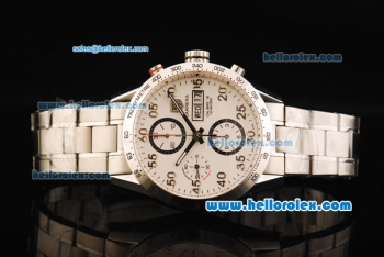 Tag Heuer Carrera Calibre 16 Asia Valjoux 7750 Automatic Chronograph with White Dial and Bezel-Big Calendar