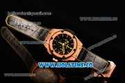 Hublot King Power Chrono Swiss Valjoux 7750 Automatic Rose Gold Case with Black Dial and Yellow Stick Markers