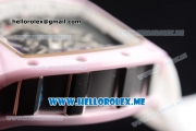 Richard Mille RM 055 Bubba Watson Asia Manual Winding Ceramic/Rose Gold Case with Skeleton Dial and White Rubber Strap White Inner Bezel - 1:1 Original