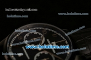 IWC Portuguese Chrono Miyota OS20 Quartz PVD Case with Black Dial Numeral Markers and Black Leather Bracelet