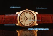 Rolex Cellini Swiss Quartz Rose Gold Case with Silver Dial and Brown Leather Strap-Roman Markers