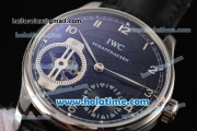 IWC Portuguese Tourbillon Schaffhausen Asia 6497 Manual Winding Steel Case with Black Dial and Arabic Numeral Markers