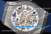 Hublot Classic Fusion Skeleton Asia Automatic Steel Case with Skeleton Dial and Blue Rubber Strap