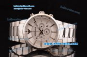 Emporio Armani Chrono Miyota OS20 Quartz Steel Case with Steel Strap White Dial