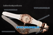 Audemars Piguet Royal Oak Lady Swiss Quartz Rose Gold/Diamonds Case with White Rubber Strap and White Dial (EF)