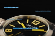U-Boat Italo Fontana Left Hook Automatic Movement Full Steel with Yellow Markers and Black Dial
