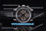 Omega Speedmaster Apollo 17 40th Anniversary Venus 7750 Manual Winding Steel Case with Grey Dial Stick Markers and Black Leather Strap (EF)