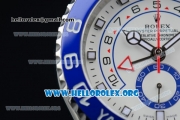 Rolex Yacht-Master II Chrono Swiss Valjoux 7750 Automatic Steel Case with White Dial Blue Bezel and Stainless Steel Bracelet - (BP)