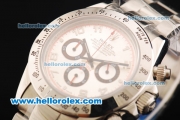 Rolex Daytona Chronograph Miyota Quartz Movement Full Steel with White Dial