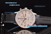 IWC Portuguese Chronograph Miyota OS10 Quartz Steel Case with Rose Gold Markers White Dial and Black Rubber Strap