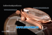 Rolex Cellini Time Asia 2813 Automatic Rose Gold Case with Brown Leather Strap Stick Markers and White Dial (BP)