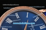 Patek Philippe Calatrava Miyota Quartz Rose Gold Case with Roman Numeral Markers and Blue Dial