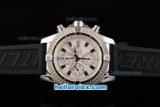 Breitling Avenger Swiss Valjoux 7750 Automatic Movement Steel Case with White Dial-Silver Markers and Black Rubber Strap