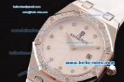 Audemars Piguet Royal Oak Lady Miyota OS2035 Quartz Steel Case with Diamond Bezel and White Dial