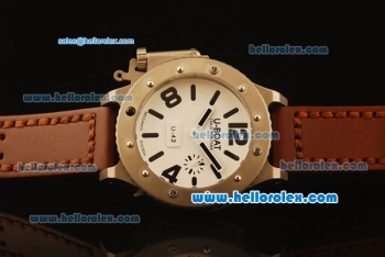 U-Boat Italo Fontana Swiss ETA 6497 Manual Winding Titanium Case with White Dial and Brwon Leather Strap-1:1 Original