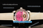 Ulysse Nardin Skeleton Tourbillon Manufacture Asia Automatic Steel Case with Pink/White Dial and White Leather Strap