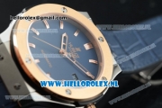 Hublot Classic Fusion Miyota 9015 Automatic Rose Gold Case with Navy Blue Dial Stick Markers and Navy Blue Genuine Leather Strap